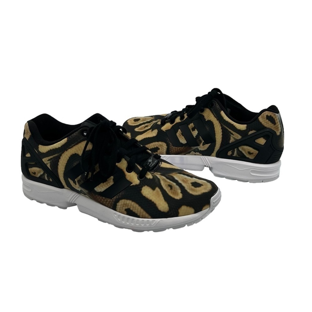 Adidas Black Yellow ZX Flux Snake Print Sneakers Size 10 Women’s